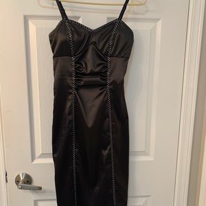 Black satin polka dot dress